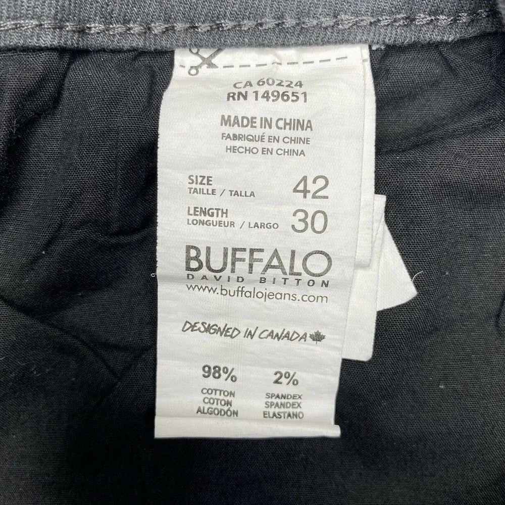 Buffalo David Bitton Six-X Straight Leg Gray Black Stretch Cotton Denim Jeans - Picture 8 of 13